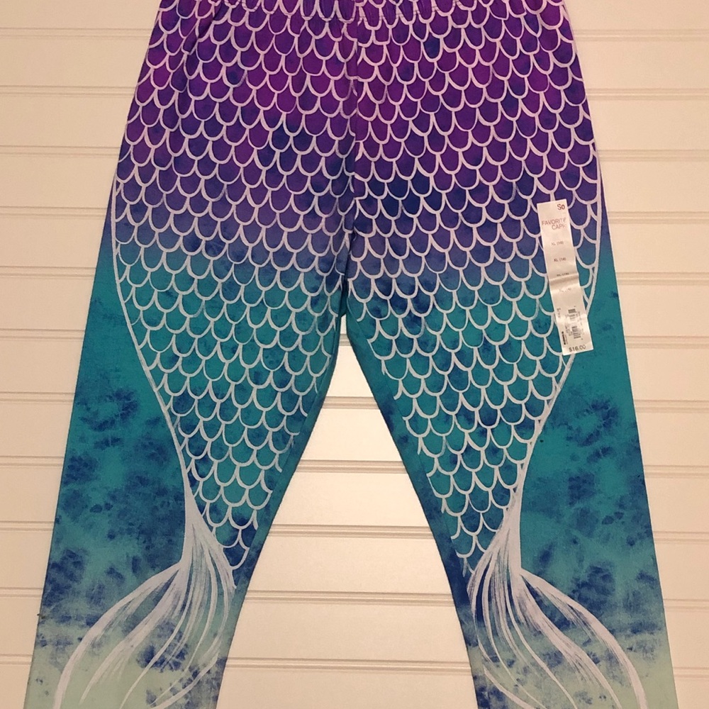 NWT Girls SO Mermaid Leggings Capri XL 16